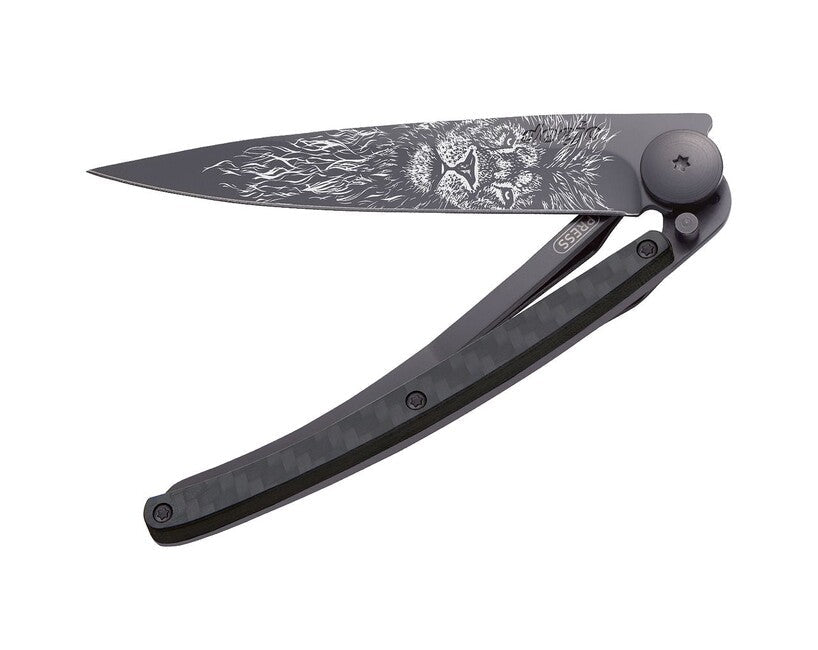 Deejo Tattoo briceag Black carbon Lion