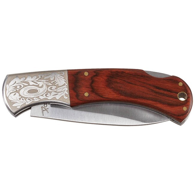 Fox Outdoor Jack cuțit, mâner din lemn, ornamente