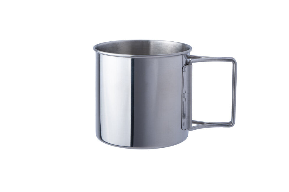 BasicNature Space Safer Mini cană din oțel inoxidabil cu mâner pliabil 0,35 l