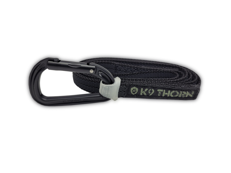 K9 Thorn lesă antiderapantă cu carabinieră Petzl, neagră, L