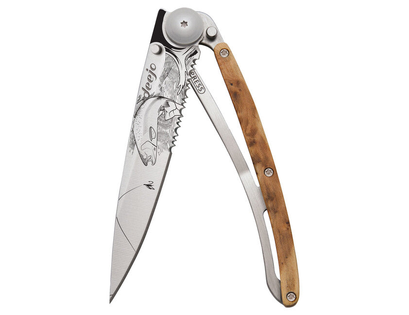 Deejo Trout briceag Serration titan wood