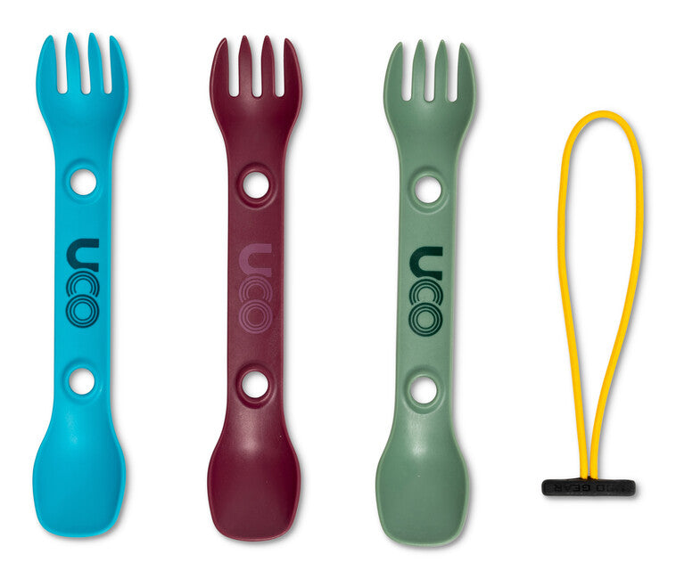 UCO Mini Spork set tacâmuri 3 buc, verde, violet, albastru