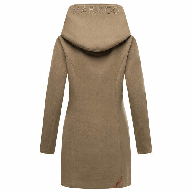 Marikoo MAIKOO palton de iarnă pentru femei cu glugă, Stone brown