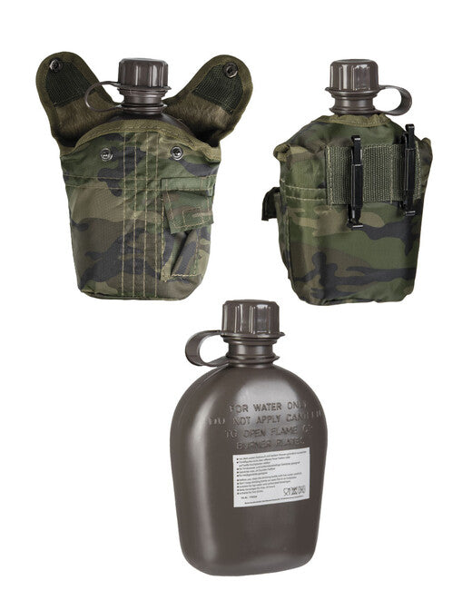 Mil-Tec ploscă US IMPORT 1l cu husă, woodland