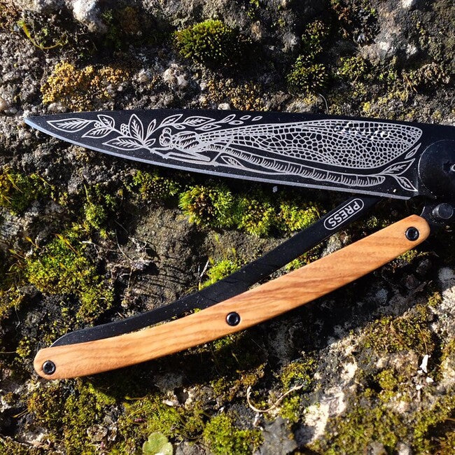 Deejo Tattoo Dragonfly briceag Black olive wood
