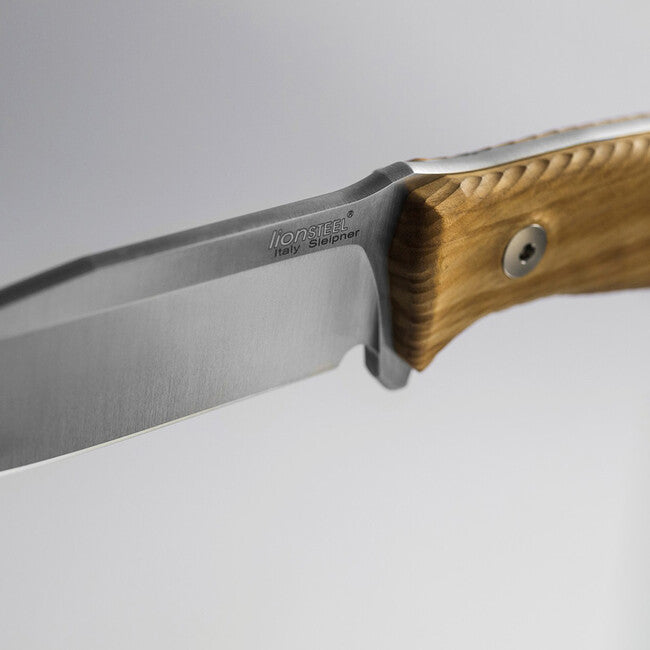 Lionsteel M5 UL dagger mediu cu mâner din lemn de măslin