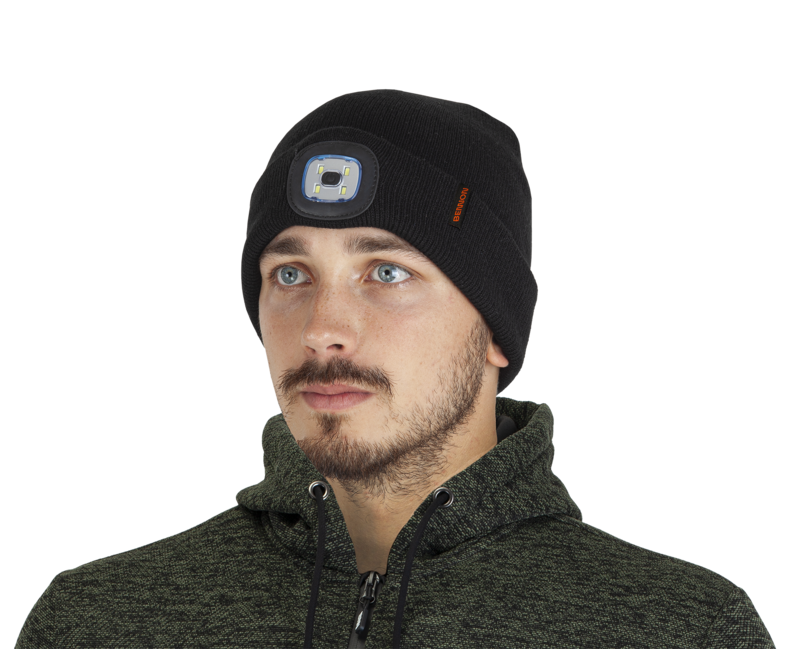 BENNON LUMOS căciulă cu lumină LED USB, neagră
