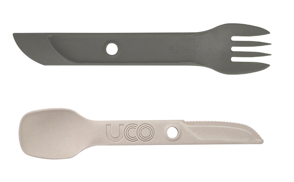 UCO Switch set tacâmuri Spork cu inel de atașare și suport pentru furculiță, nisip