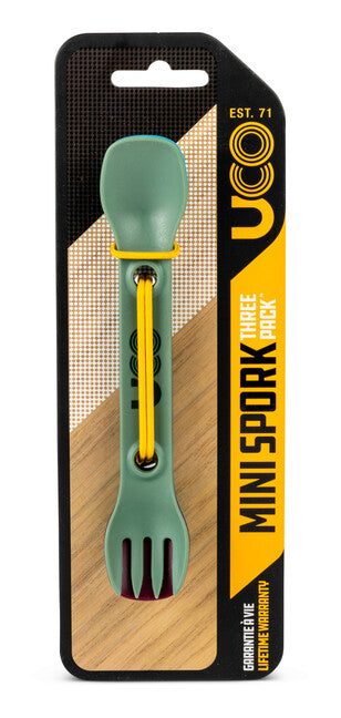 UCO Mini Spork set tacâmuri 3 buc, verde, violet, albastru