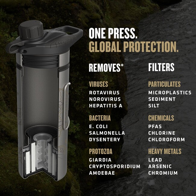 GRAYL GeoPress™ Titanium Purifier sticlă de filtrare + capac de gătit, Covert Black