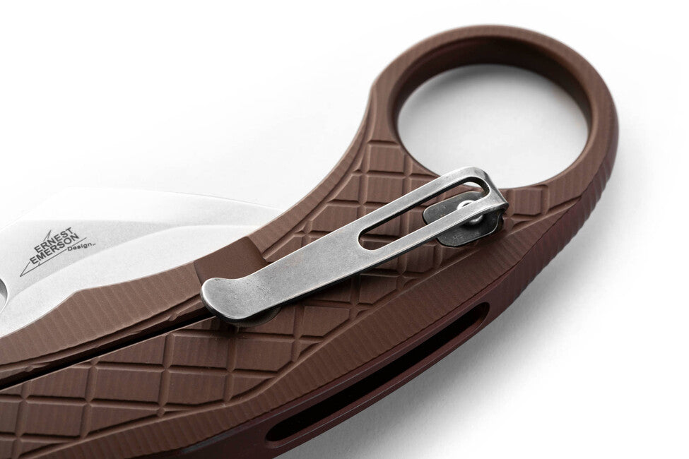 Lionsteel L.E. ONE 1 A ES cuțit tip KARAMBIT Earth Brown/stone washed dezvoltat în colaborare Emerson Design