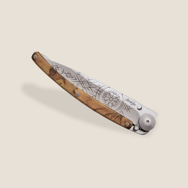 Deejo Tattoo briceag Serration, brown camo Viking Vegvisir