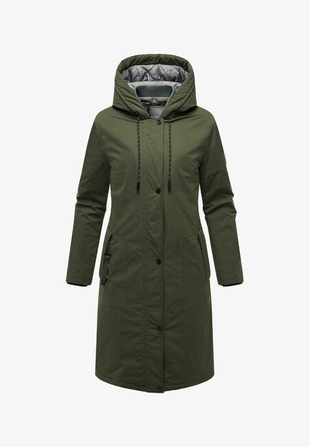 Marikoo Ledalaa parka de iarnă pentru femei cu glugă, verde oliv închis