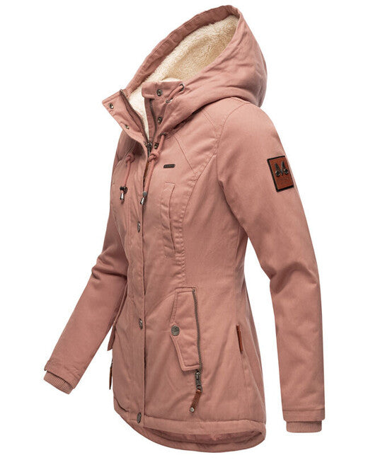 Marikoo Bikoo parka de iarnă pentru femei cu glugă, terracotta