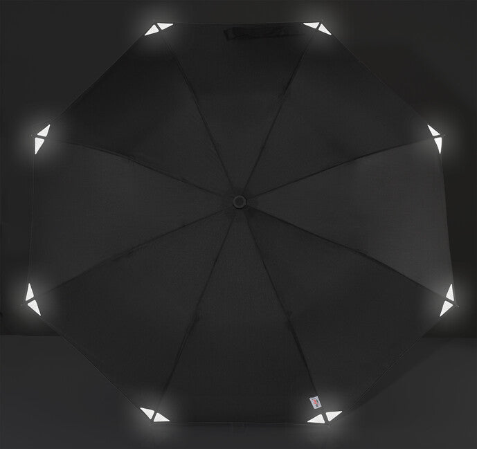 EuroSchirm teleScope handsfree umbrelă de trekking telescopică cu fixare pe rucsac UV, neagră reflectorizant