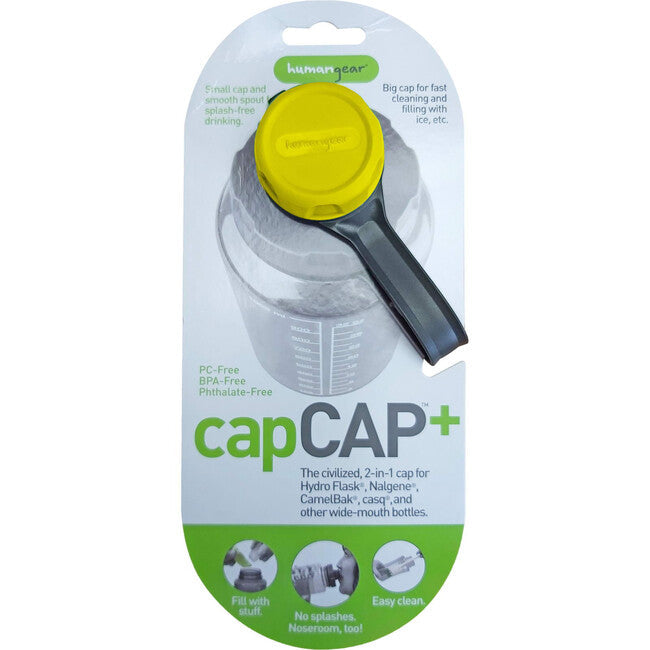 Humangear cap + capac pentru sticlă diametru 5 capcap,3cm, galben