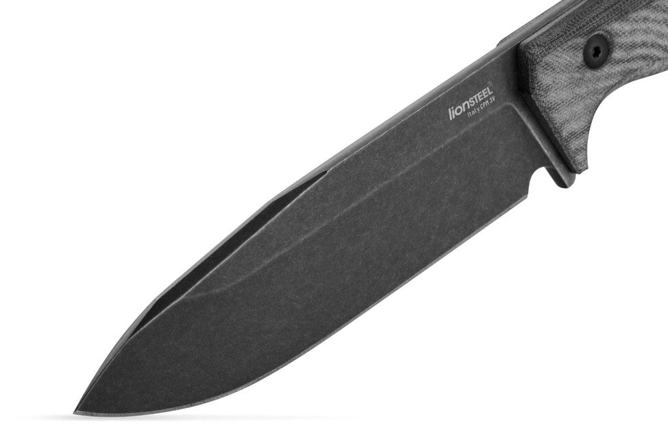 Lionsteel T6B CVB cuțit lung cu mâner din micarta, CPM 3V, old black