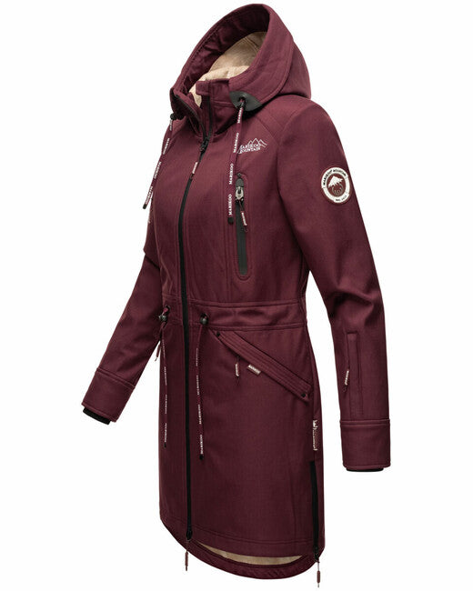 Marikoo Racquelle geacă softshell pentru femei cu glugă, wine