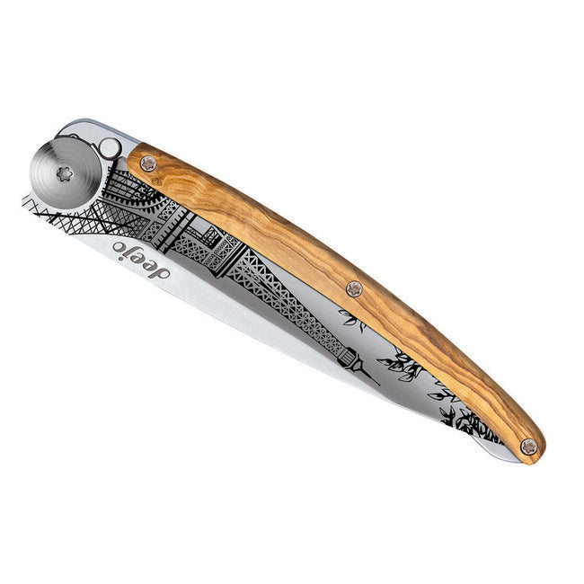 Deejo Tattoo briceag Mirror olive wood, Eiffel Tower