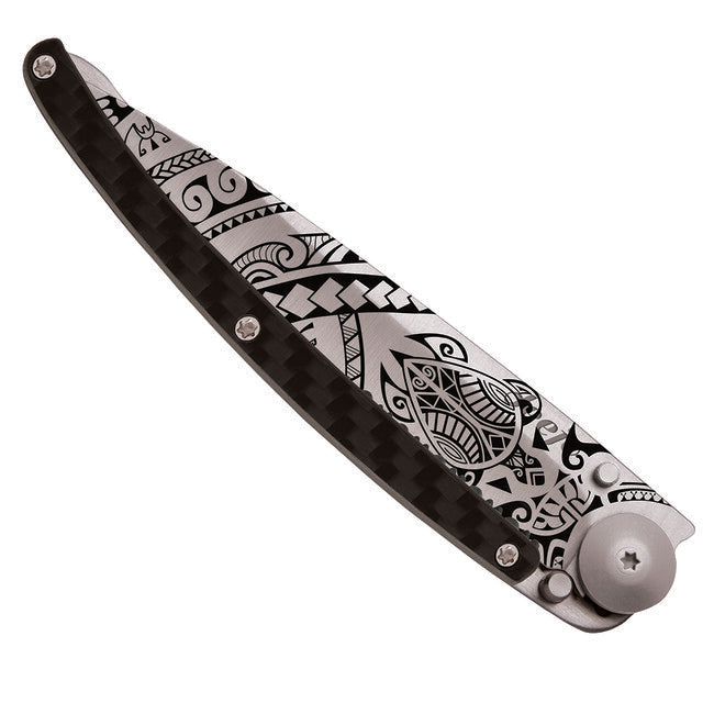 Deejo Serration briceag Carbon fiber Polynesian