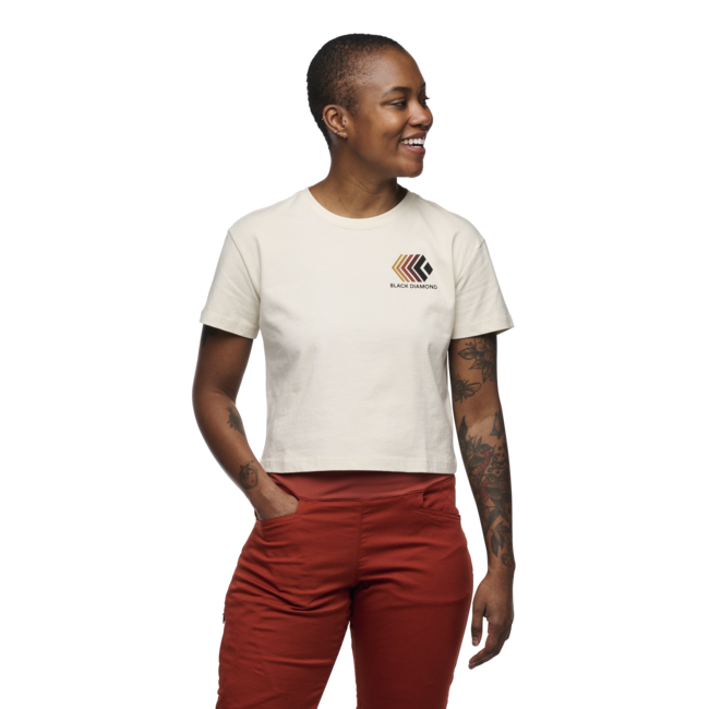 Black Diamond Faded tricou crop cu mânecă scurtă pentru femei, off white