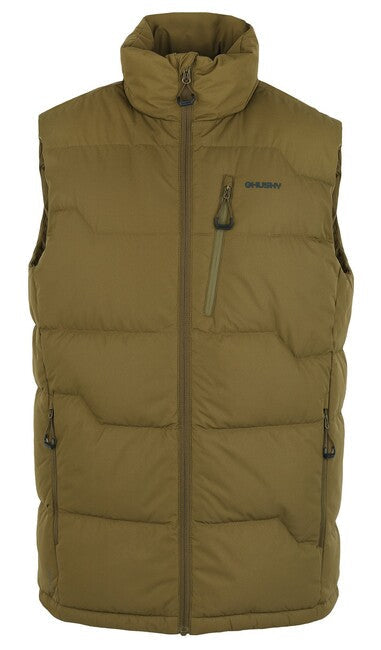 HUSKY Deep vestă puf cu fermoar pentru bărbați, kaki închis, M