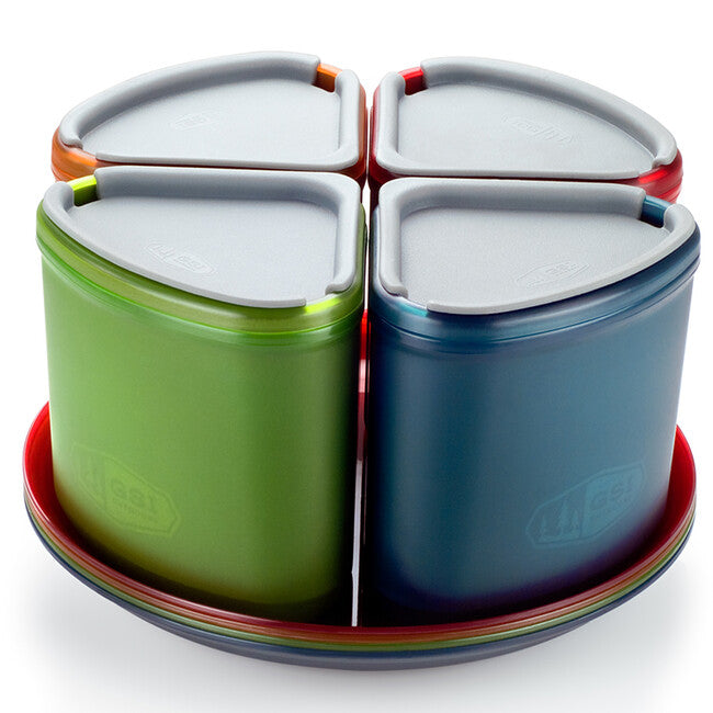 GSI Outdoors Infinity 4 Person Compact Tableset set de camping pentru tacâmuri pentru 4 persoane, Multicolor