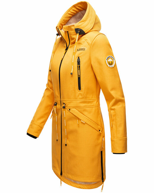Marikoo Racquelle geacă softshell pentru femei cu glugă, amber yellow