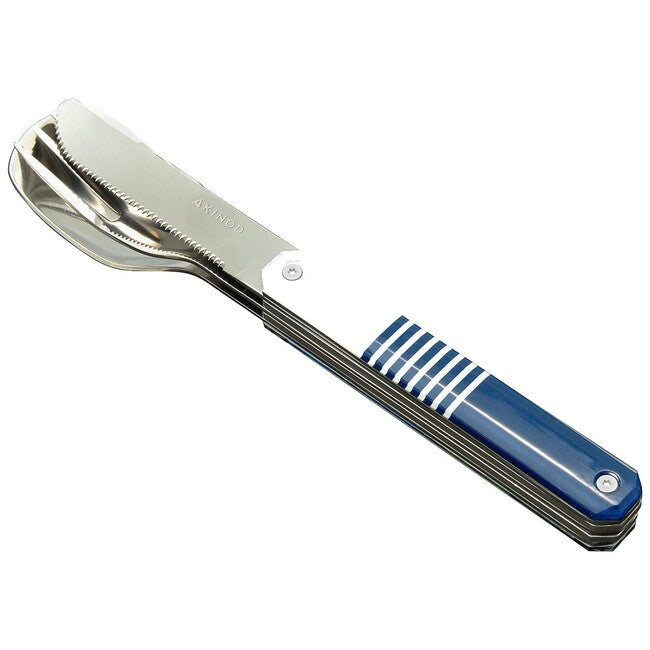 AKINOD Set tacâmuri magnetic de călătorie, blue mariniere-mirror finish