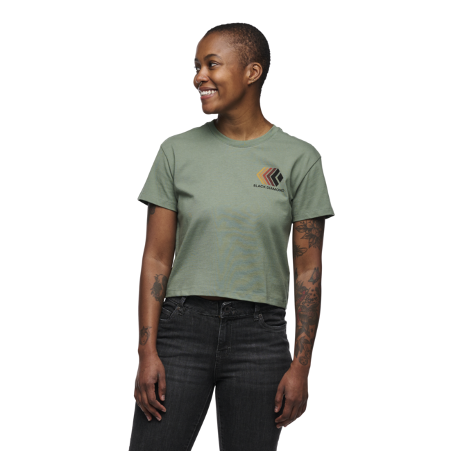 Black Diamond Faded tricou crop cu mânecă scurtă pentru femei, laurel green