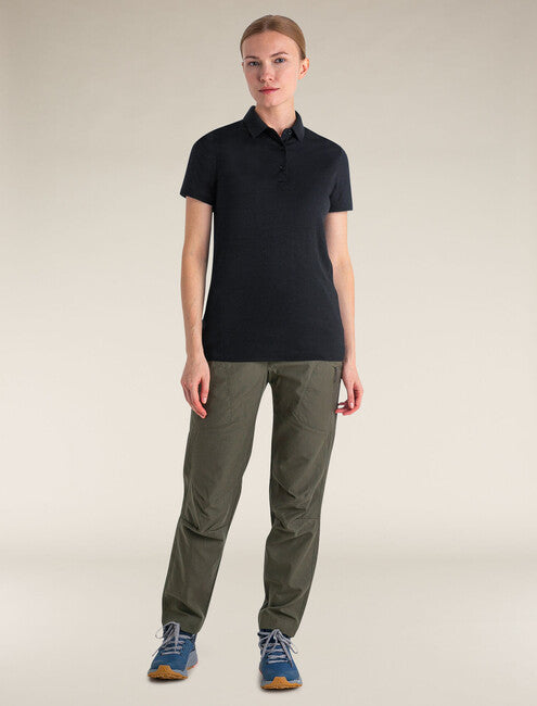 Icebreaker 150 Tech Lite III Merino tricou polo pentru femei cu mânecă scurtă, negru