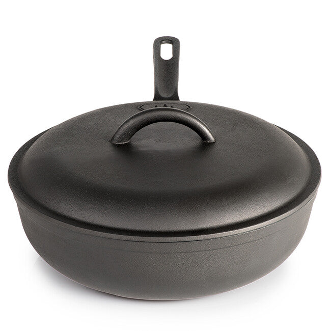 GSI Outdoors Guidecast tigaie din fontă adâncă cu capac Frying Deep, 254 mm