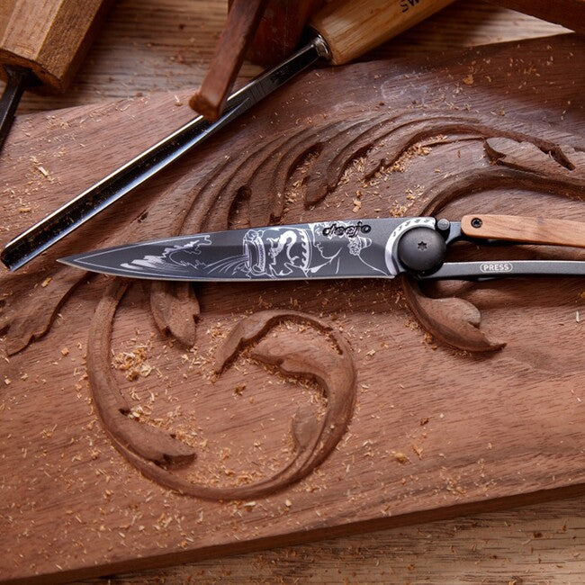 Deejo Tattoo briceag Black olive wood Aquarius