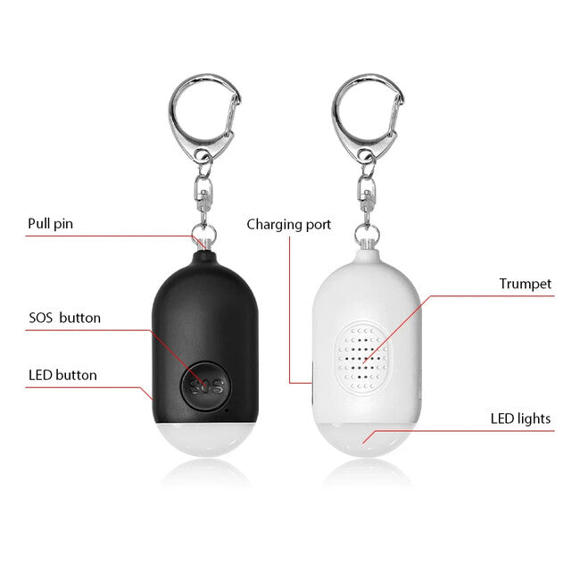 W&G SHIELD SOS alarmă personală etanșă cu LED și buton de activare, negru