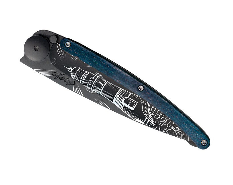 Deejo Tattoo briceag Black blue beech Lighthouse