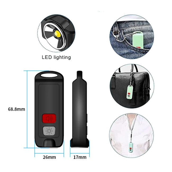W&G SHIELD SOS alarmă personală cu LED și buton de activare, albastru