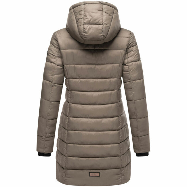 Marikoo ABENDSTERNCHEN palton piquat pentru femei cu glugă, Stone brown