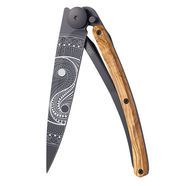 Deejo Tattoo briceag Black olive wood Yin Yang