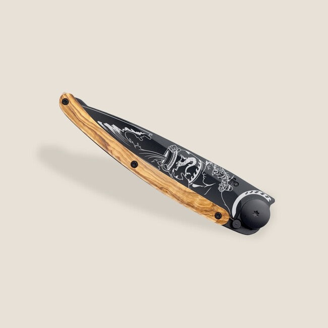 Deejo Tattoo briceag Black olive wood Aquarius