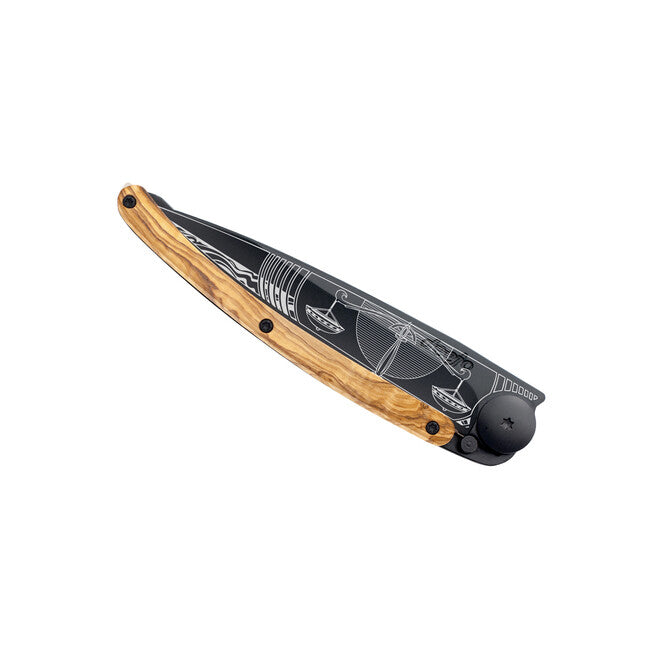 Deejo Tattoo briceag Black olive wood Libra