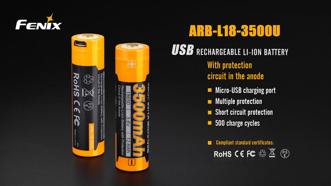 Fenix baterie reîncărcabilă USB 18650 li-ion 3500 mAh