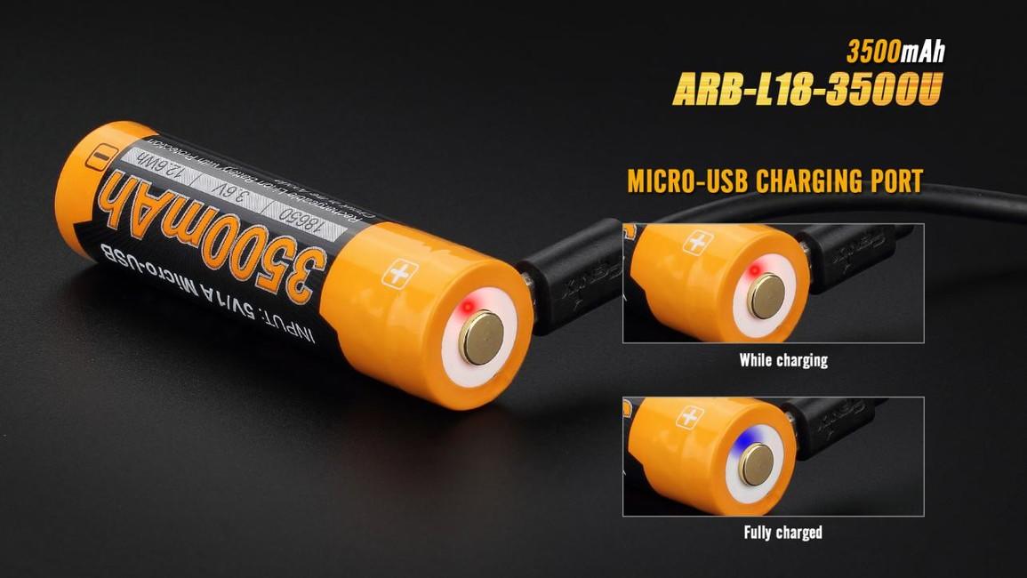 Fenix baterie reîncărcabilă USB 18650 li-ion 3500 mAh