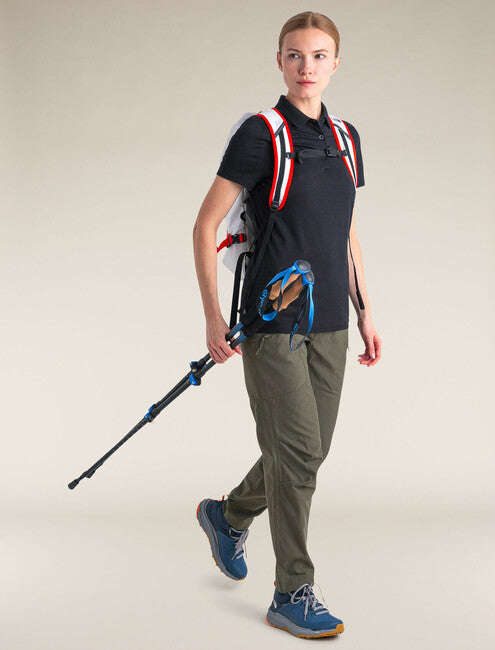 Icebreaker 150 Tech Lite III Merino tricou polo pentru femei cu mânecă scurtă, negru