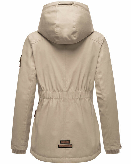 Marikoo Bikoo parka de iarnă pentru femei cu glugă, Light taupe