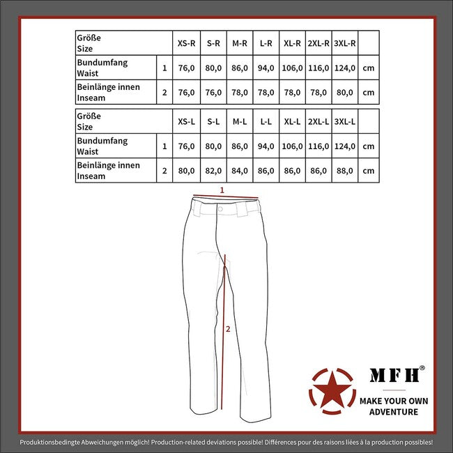 MFH BW pantaloni de teren, mărimi mari, negri