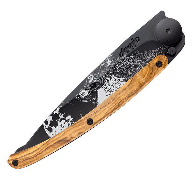 Deejo Black tattoo briceag howling olive wood