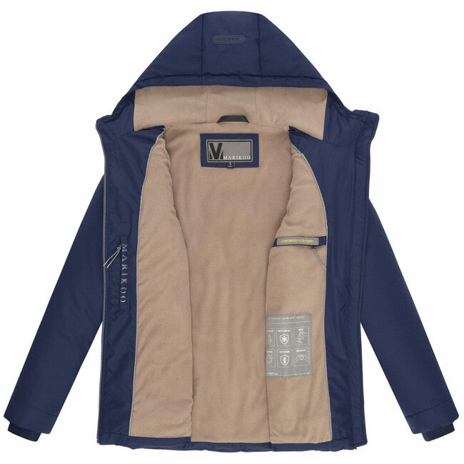 Marikoo Alemee geacă de iarnă pentru femei cu glugă, Bright navy