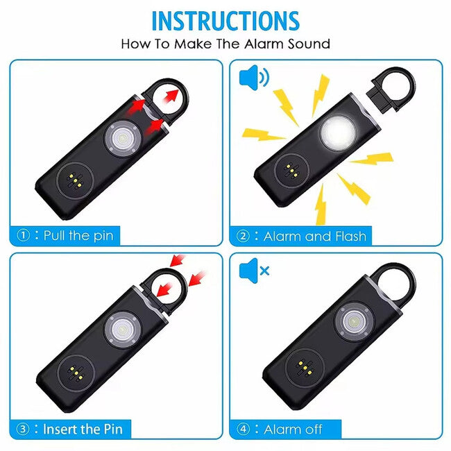 W&G SHIELD SOS alarmă personală cu LED și inel de tragere detașabil, roz