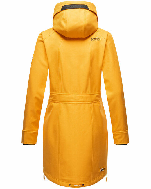 Marikoo Racquelle geacă softshell pentru femei cu glugă, amber yellow