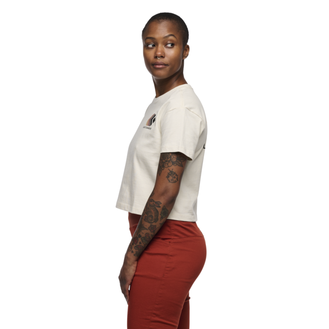 Black Diamond Faded tricou crop cu mânecă scurtă pentru femei, off white
